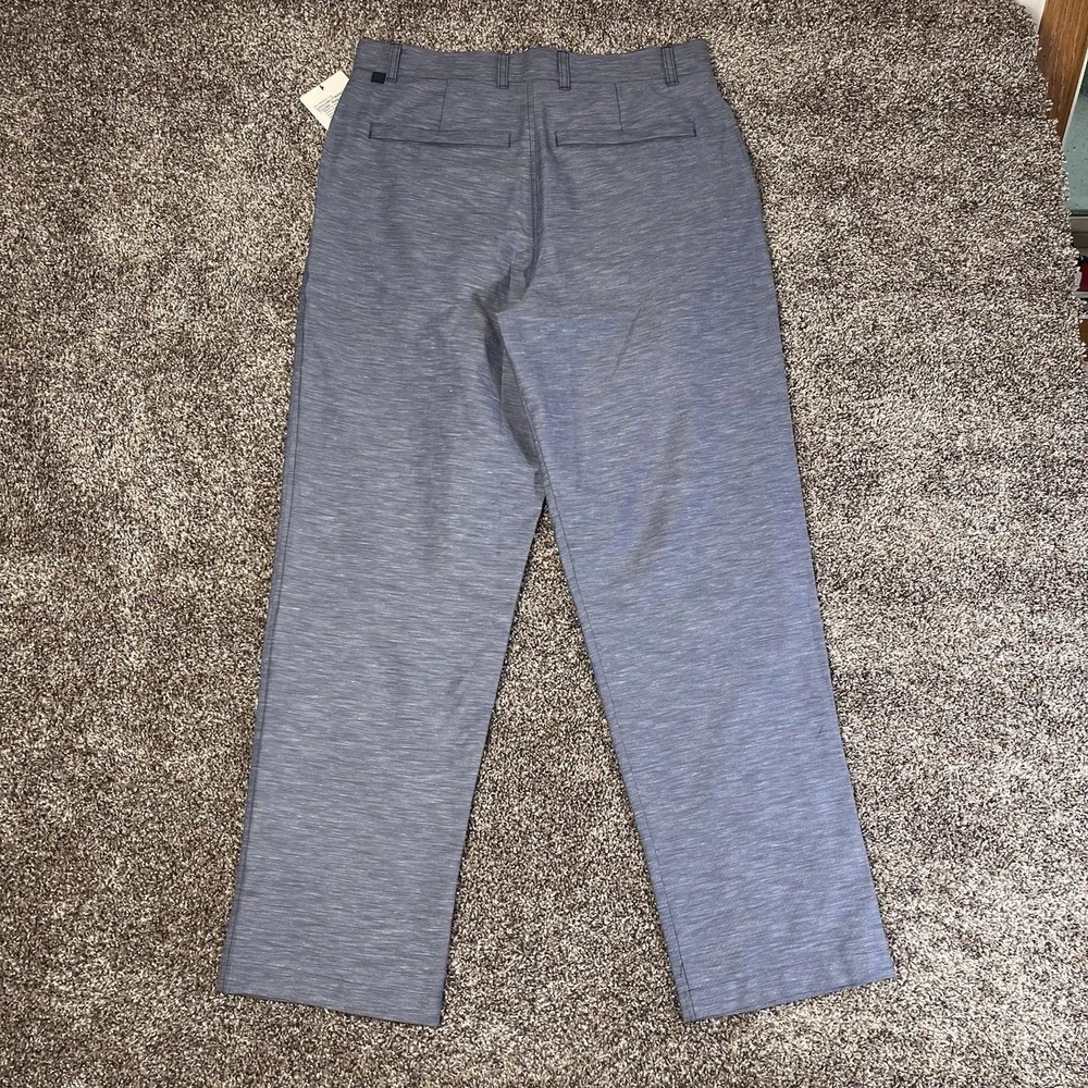 NEW Lululemon Pants Mens Size 33x31 Blue Linen Pleated Trouser Classic Fit Dress